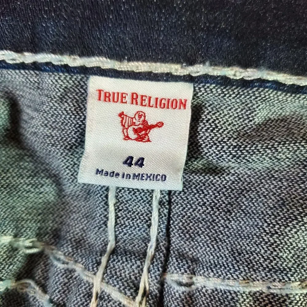 True Religion Ricky Super T Flap Pocket Frayed Hem Denim Shorts Mens Size 44 W44